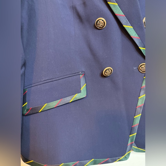 Talbots Navy Blue Ribbon Trim Academia Blazer - Picture 7 of 8